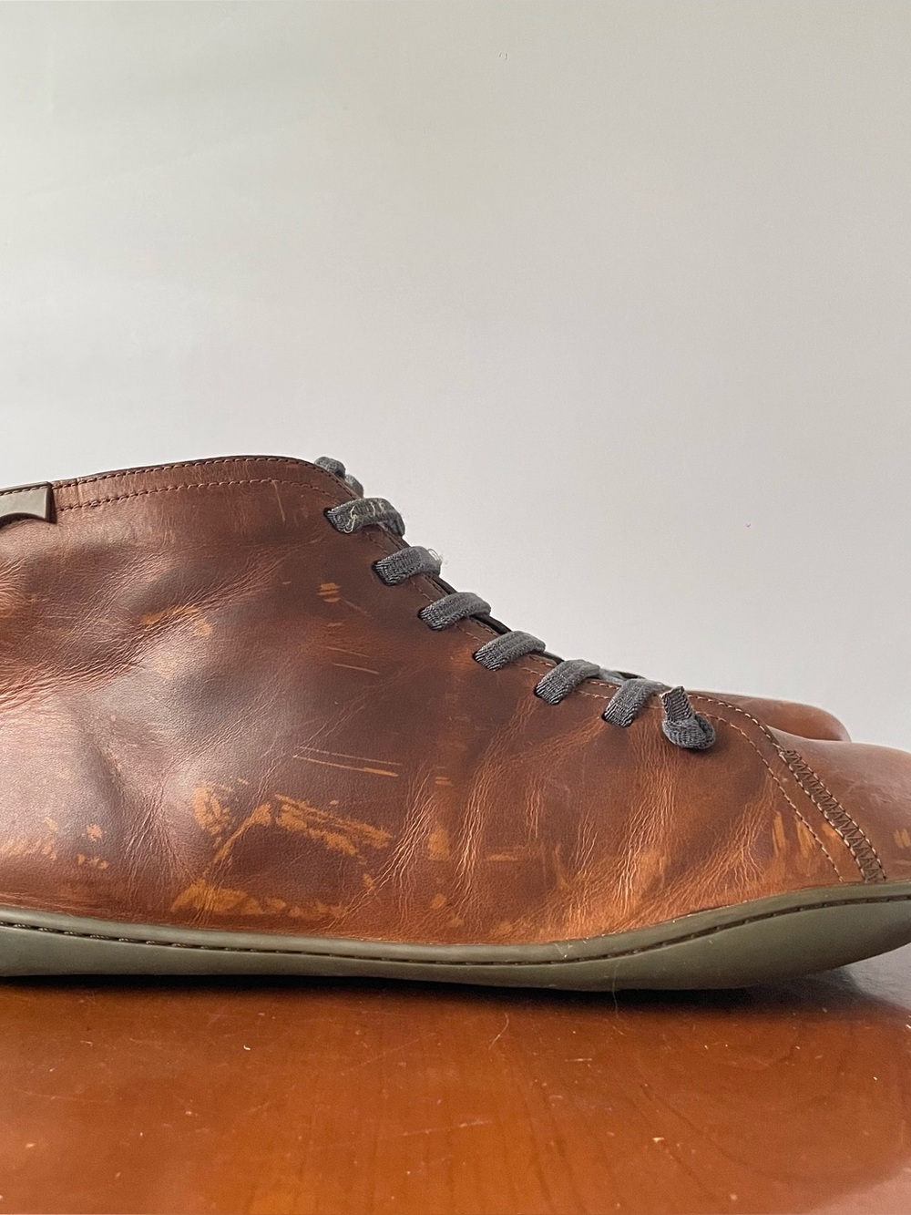 Men's Brown Leather Casual Lace-Up Shoes